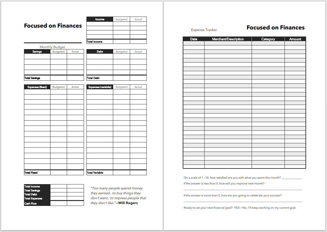 Monthly Budget and Expense Tracker